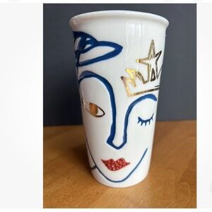 Starbucks Gold Crown Winking Mermaid Ceramic Tumbler 2016 Siren Swarovski